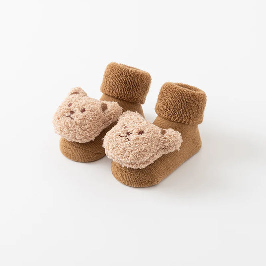 Cute Cartoon Bear Baby Socks – Soft Cotton Anti-Slip Winter Socks for Newborns & Toddlers