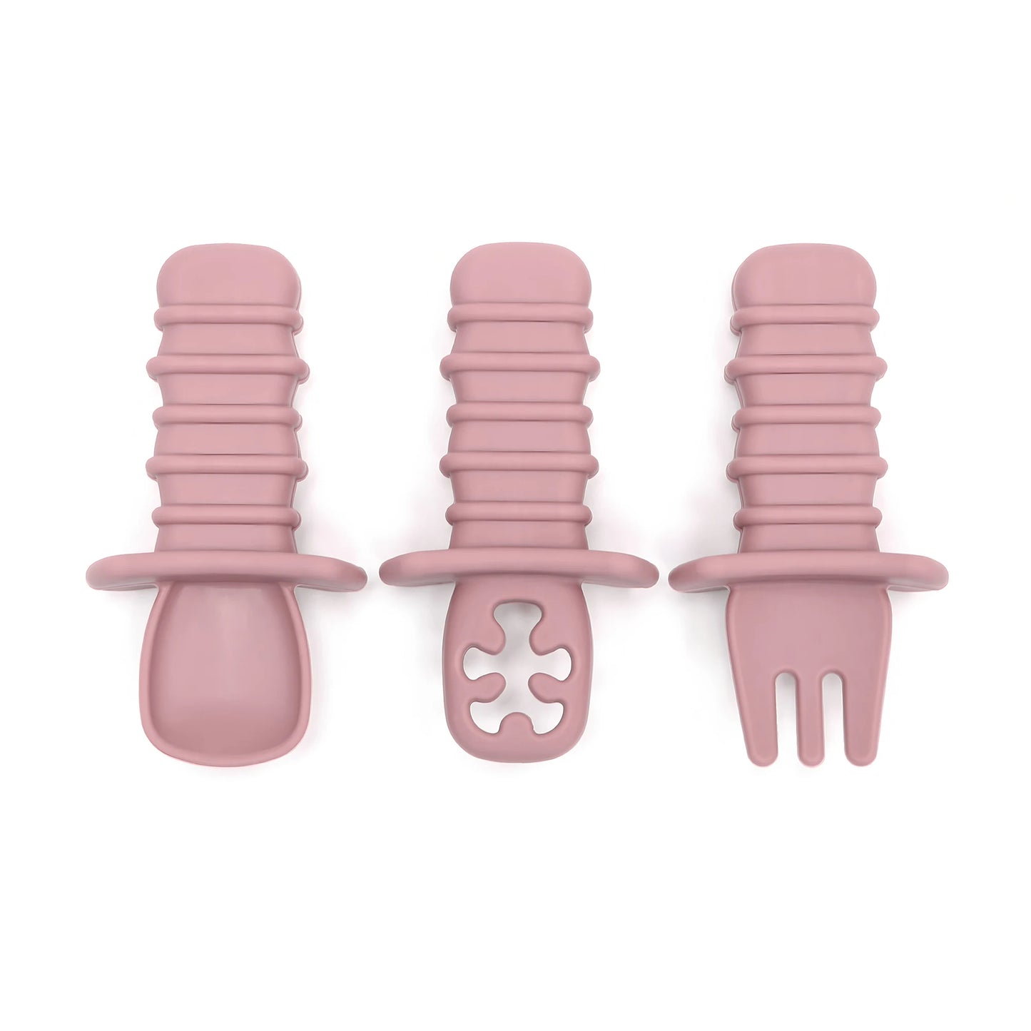 3-Piece Silicone Baby Spoon & Fork Feeding Set – Choking-Proof Self-Feeding Utensils