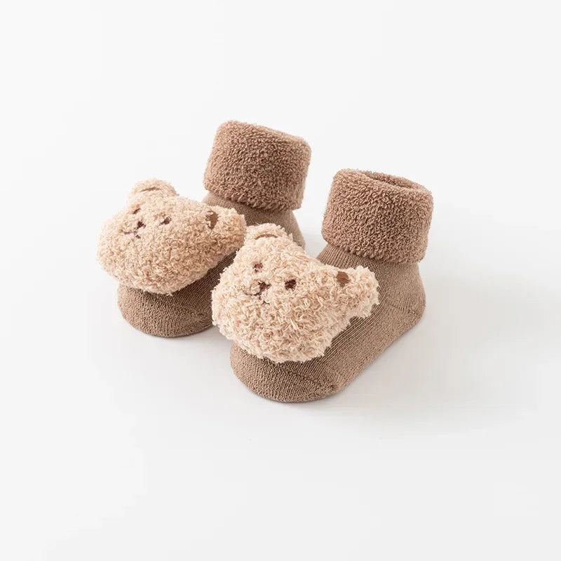 Cute Cartoon Bear Baby Socks β Soft Cotton Anti-Slip Winter Socks for Newborns & Toddlers