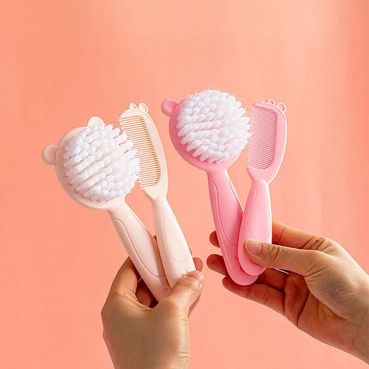 2-Piece Baby Hair Brush & Comb Set – Soft Nylon Newborn Scalp Massage Grooming Kit