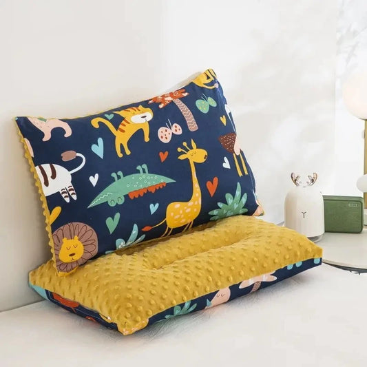 Cartoon Baby Pillow – Removable Washable Cotton Toddler Pillow with Zipper