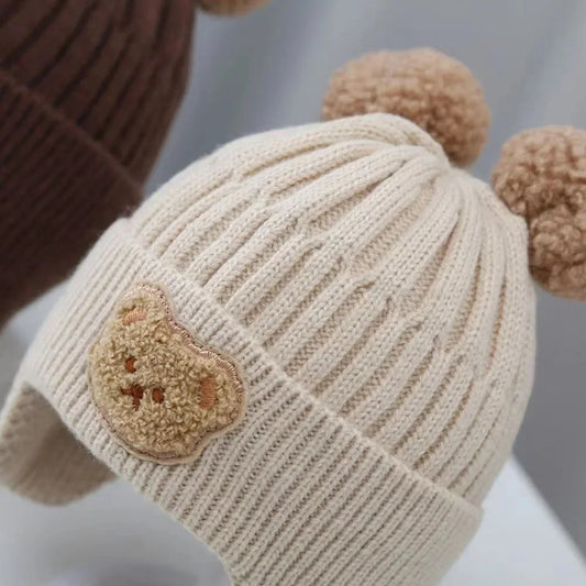 Baby Bear Ear Winter Hat – Thick Warm Knitted Beanie for Babies & Toddlers
