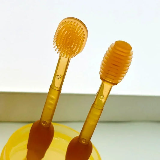 Baby Silicone Toothbrush & Tongue Cleaner Set – Soft Infant Oral Care Brush with Cover