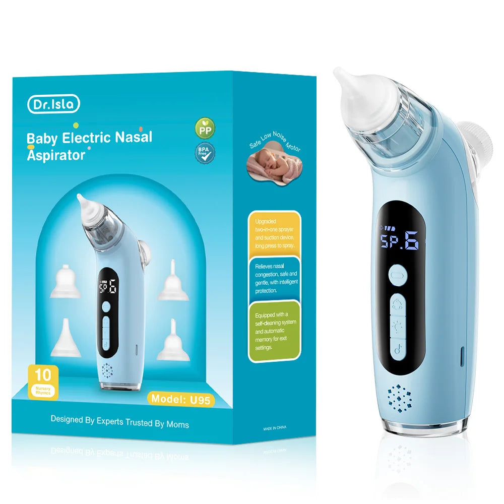 2-in-1 Baby Electric Nasal Aspirator & Nebulizer – 6-Speed Nose Cleaner with Music & Lights