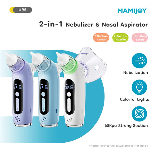2-in-1 Baby Electric Nasal Aspirator & Nebulizer – 6-Speed Nose Cleaner with Music & Lights