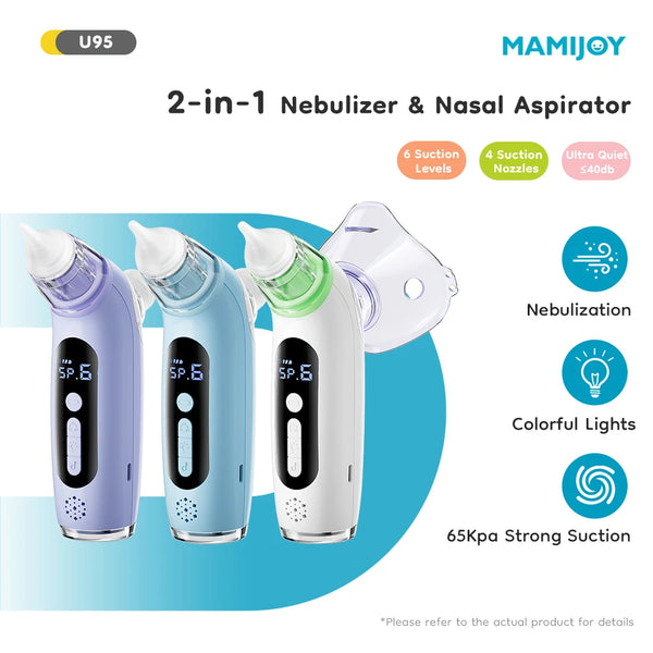 2-in-1 Baby Electric Nasal Aspirator & Nebulizer – 6-Speed Nose Cleaner with Music & Lights