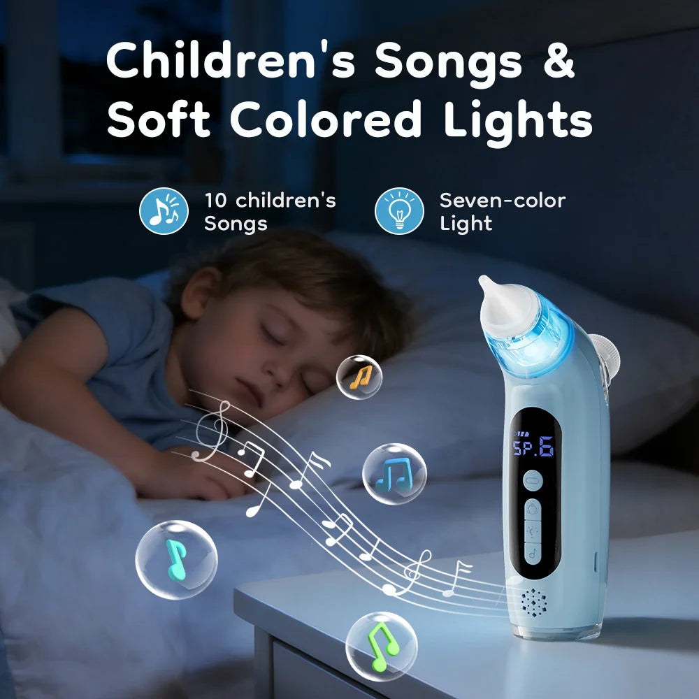 2-in-1 Baby Electric Nasal Aspirator & Nebulizer – 6-Speed Nose Cleaner with Music & Lights