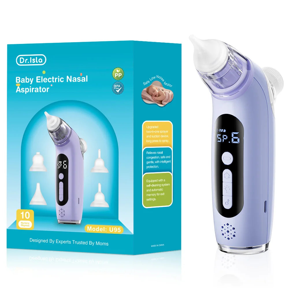 2-in-1 Baby Electric Nasal Aspirator & Nebulizer – 6-Speed Nose Cleaner with Music & Lights