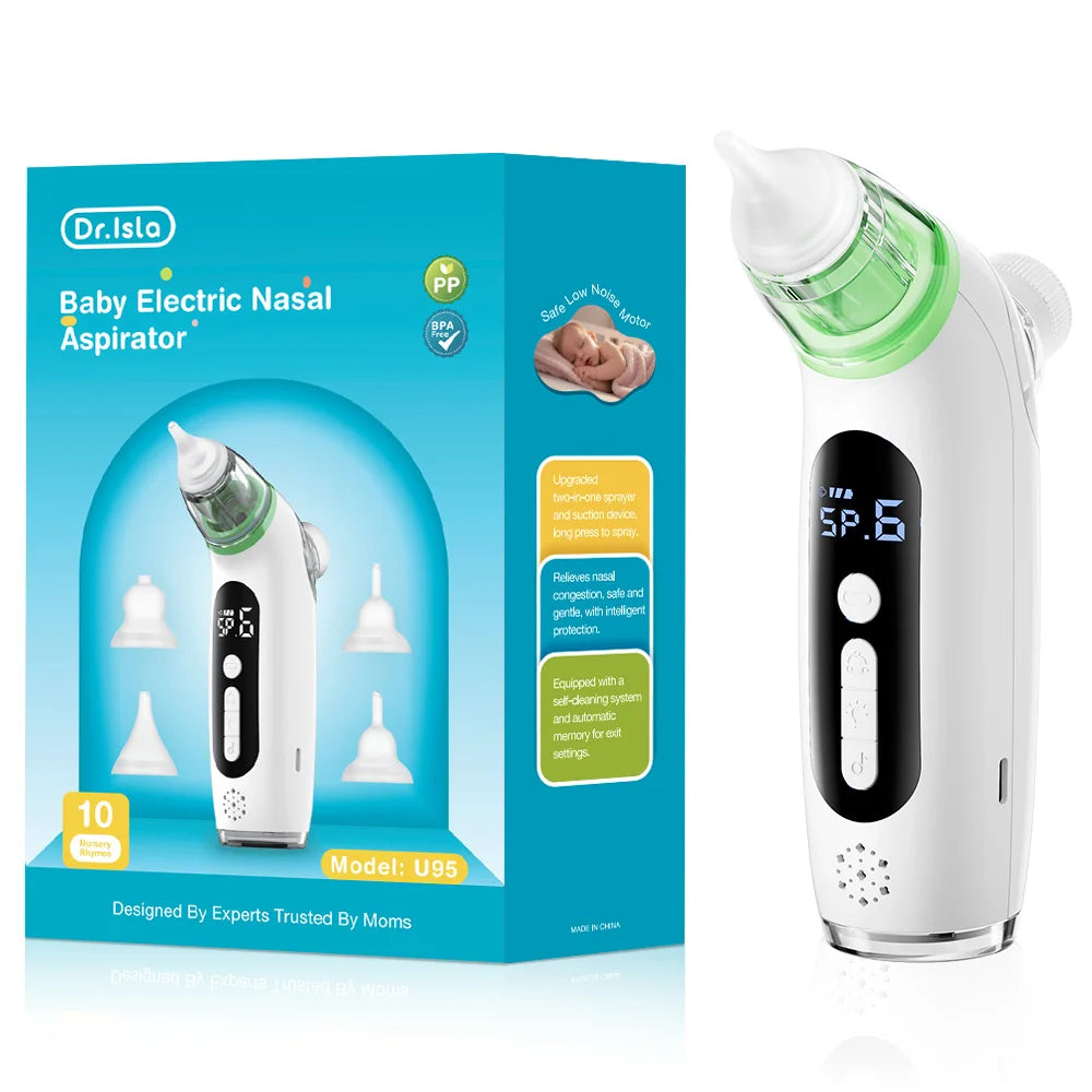 2-in-1 Baby Electric Nasal Aspirator & Nebulizer – 6-Speed Nose Cleaner with Music & Lights
