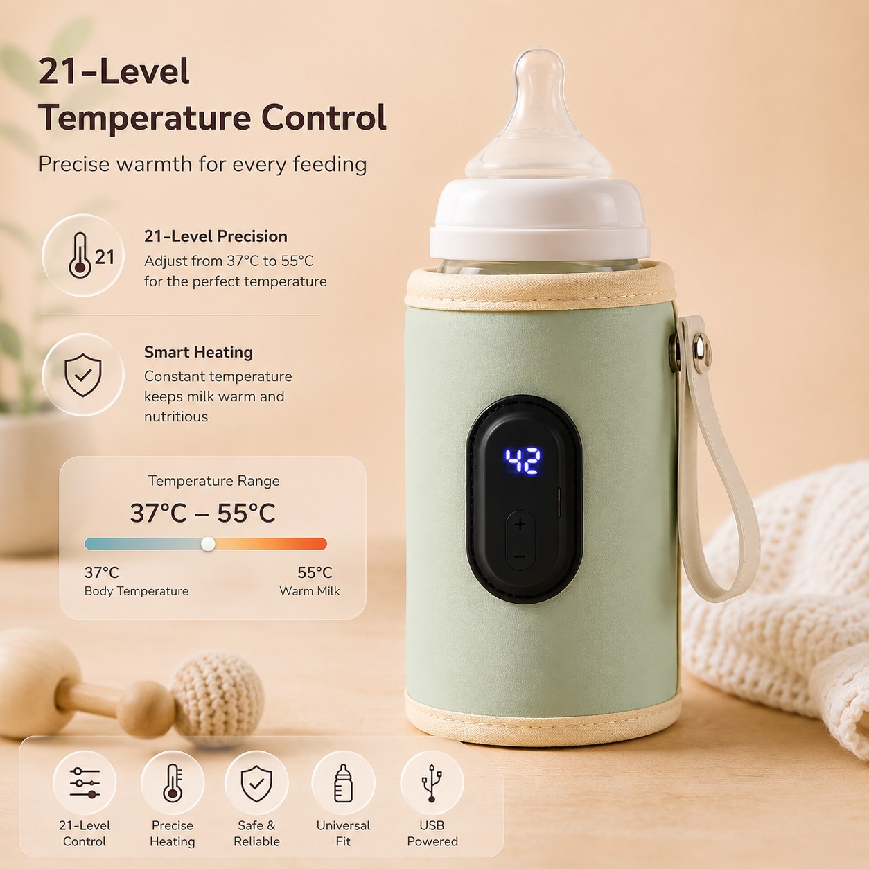 Portable USB Baby Bottle Warmer – Travel Milk Heater for Car & On-The-Go Feeding