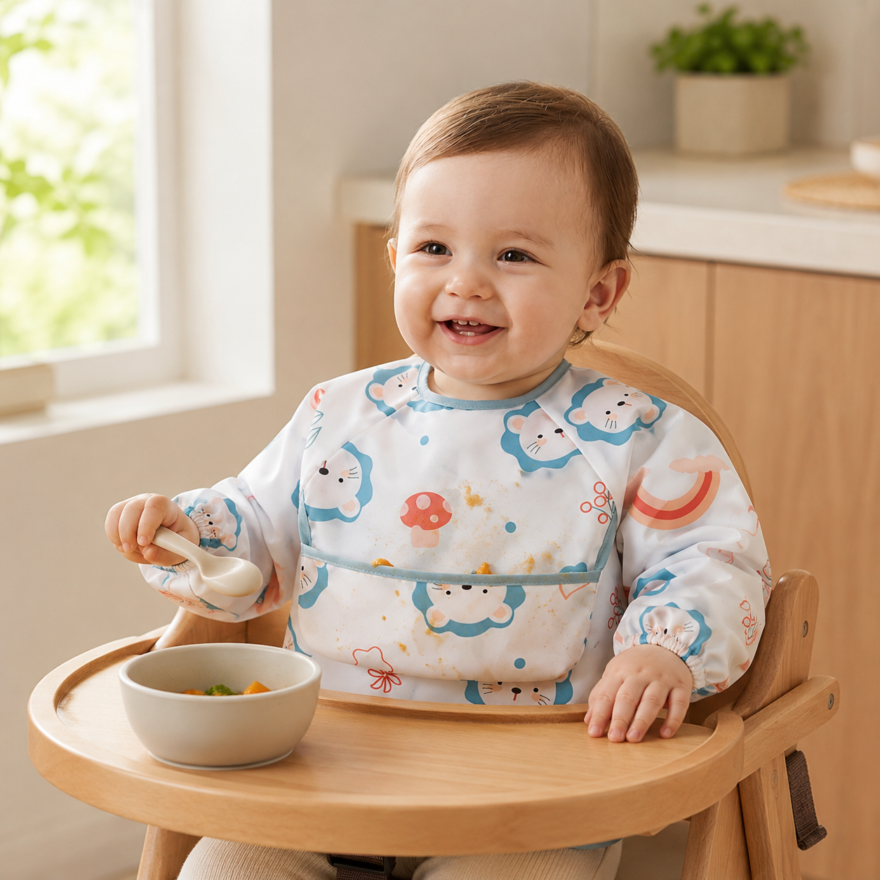 Waterproof Long Sleeve Baby Bib – Mess-Free Feeding Smock