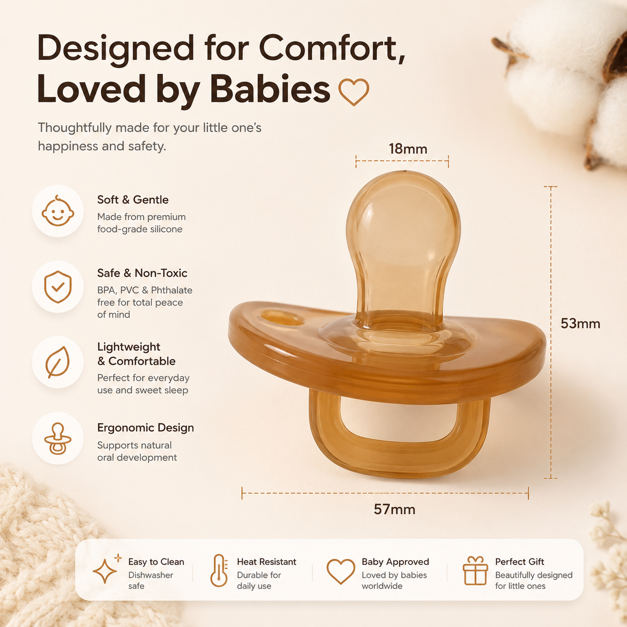 Soft Silicone Baby Pacifier – Breathable Soothing Dummy for Newborns & Toddlers