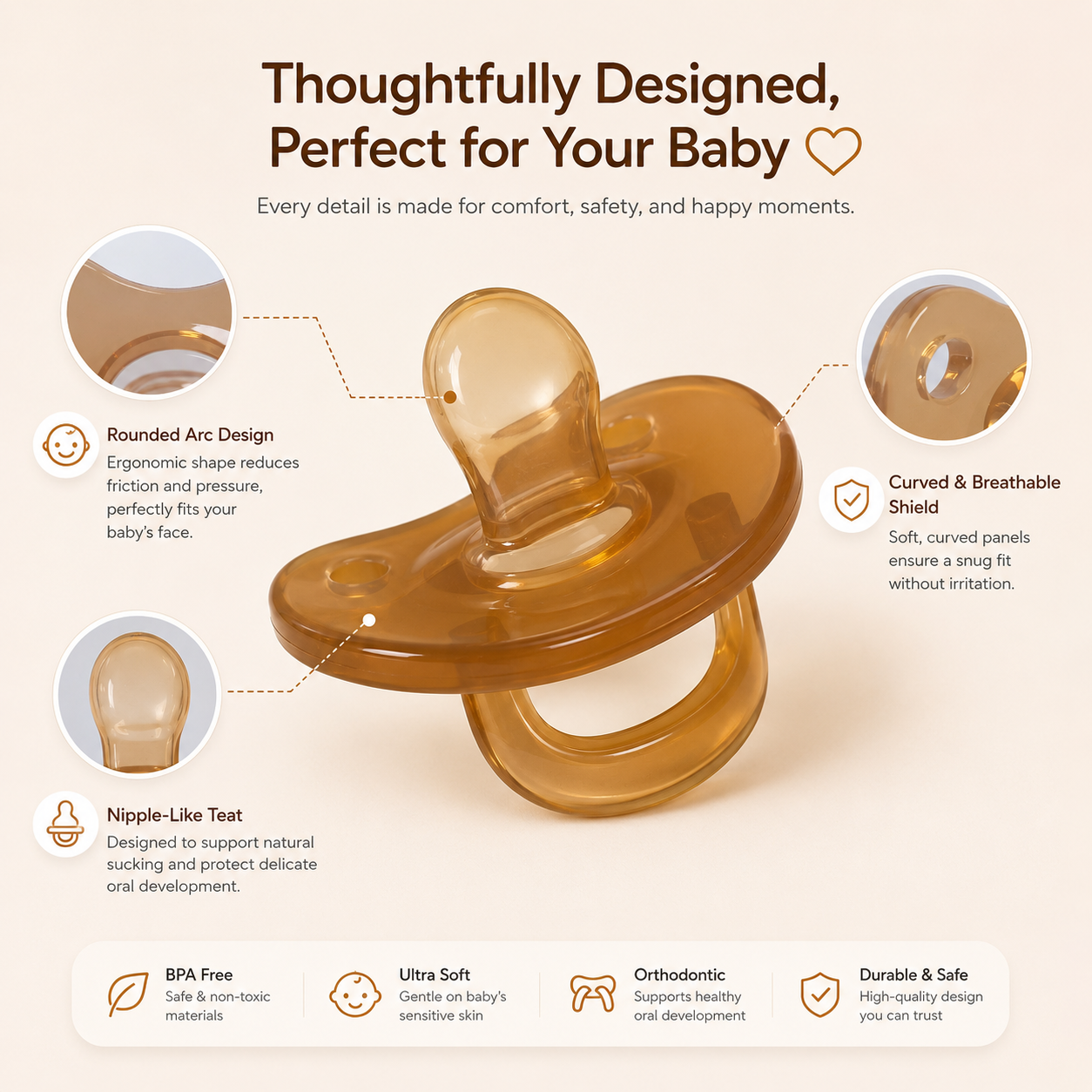 Soft Silicone Baby Pacifier – Breathable Soothing Dummy for Newborns & Toddlers