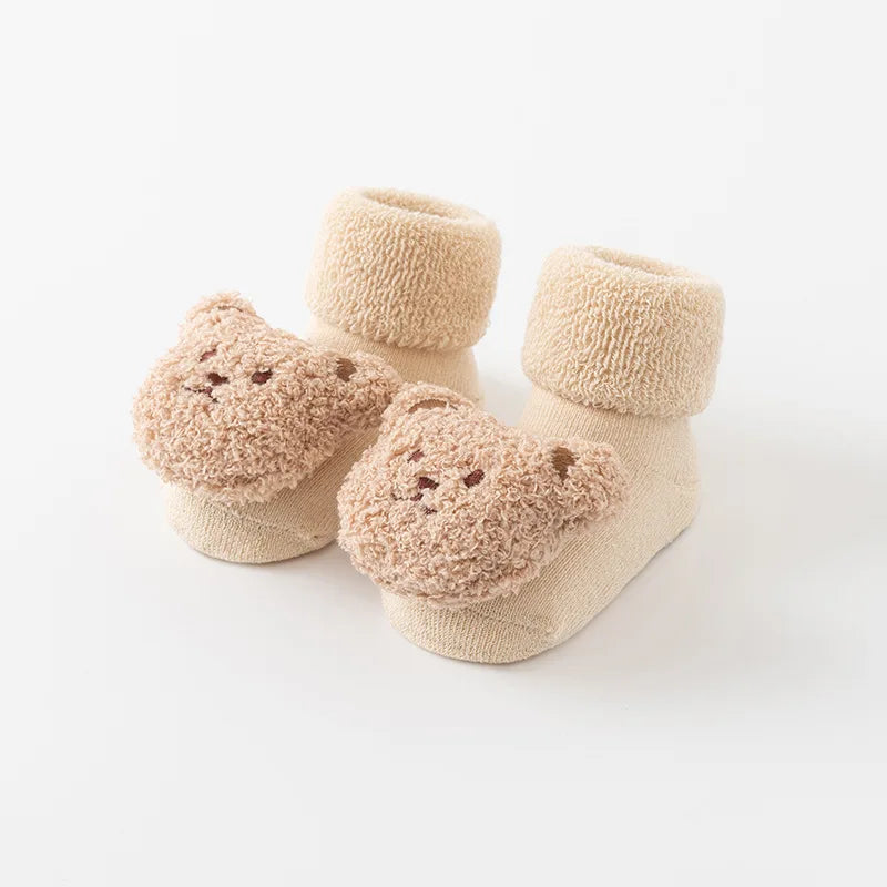 Cute Cartoon Bear Baby Socks – Soft Cotton Anti-Slip Winter Socks for Newborns & Toddlers