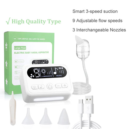 Electric Baby Nasal Aspirator – 9-Speed Gentle Nose Cleaner for Newborns & Infants