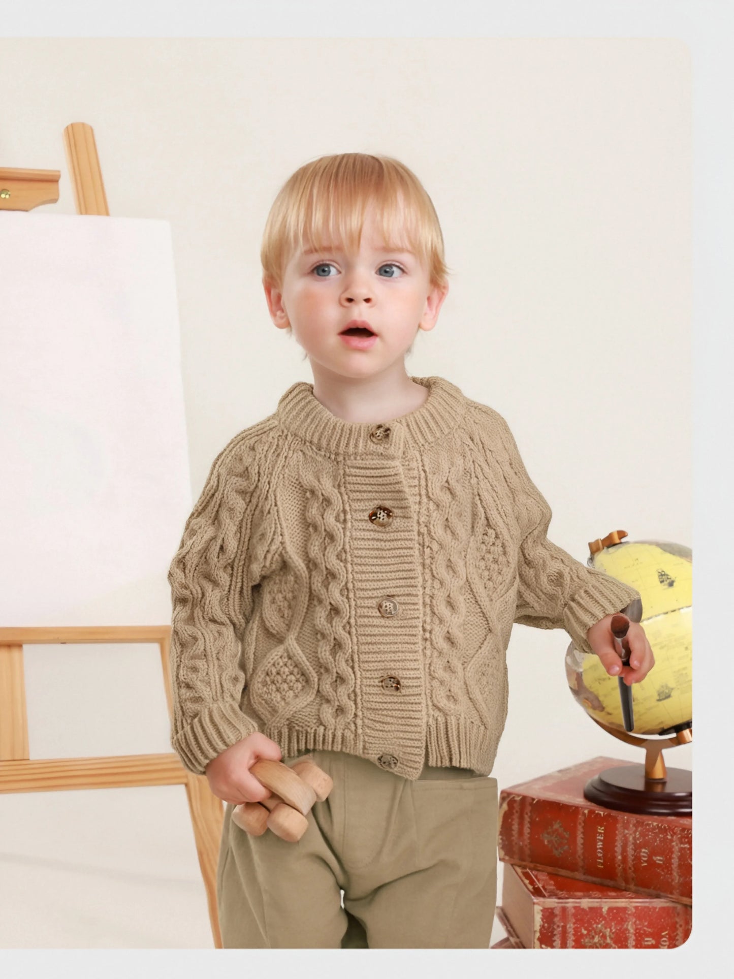Kids Thick Knit Cardigan – Warm Long Sleeve Button Sweater Jacket for Boys & Girls