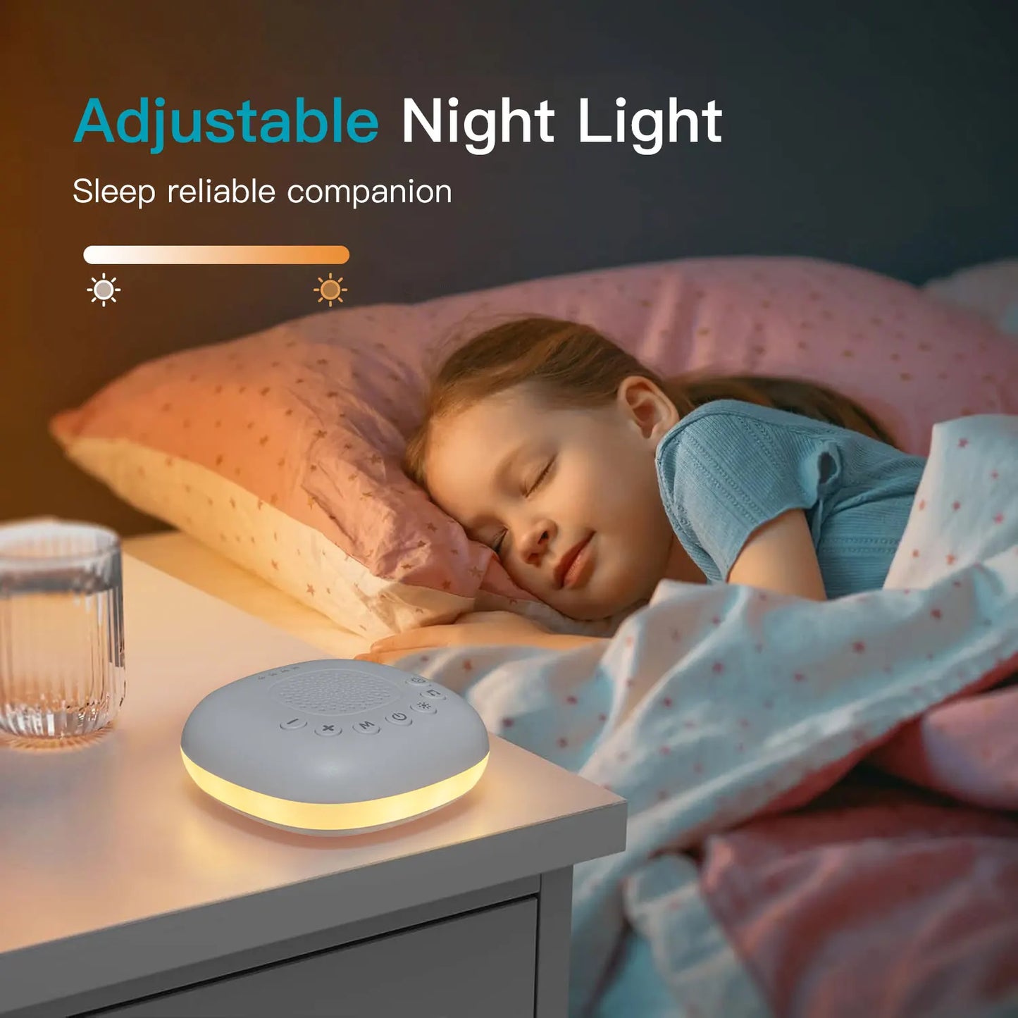 Portable White Noise Sound Machine & Night Light – 24 Soothing Sounds for Baby Sleep