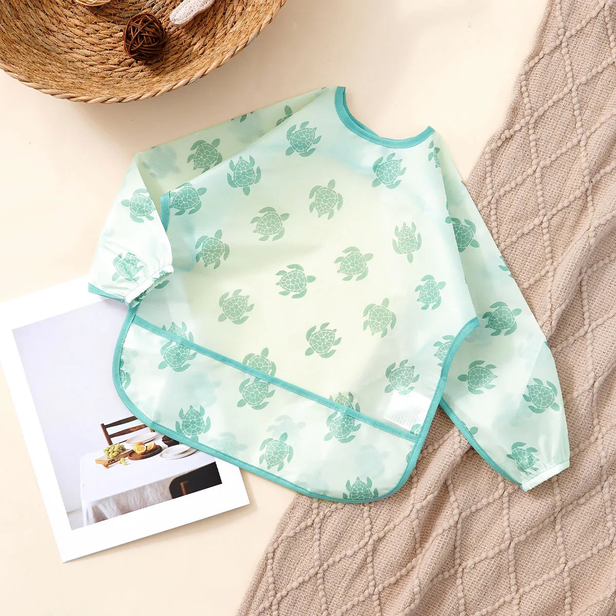 Elinfant Waterproof Long Sleeve Baby Bib – Easy Clean Feeding Smock for Toddlers