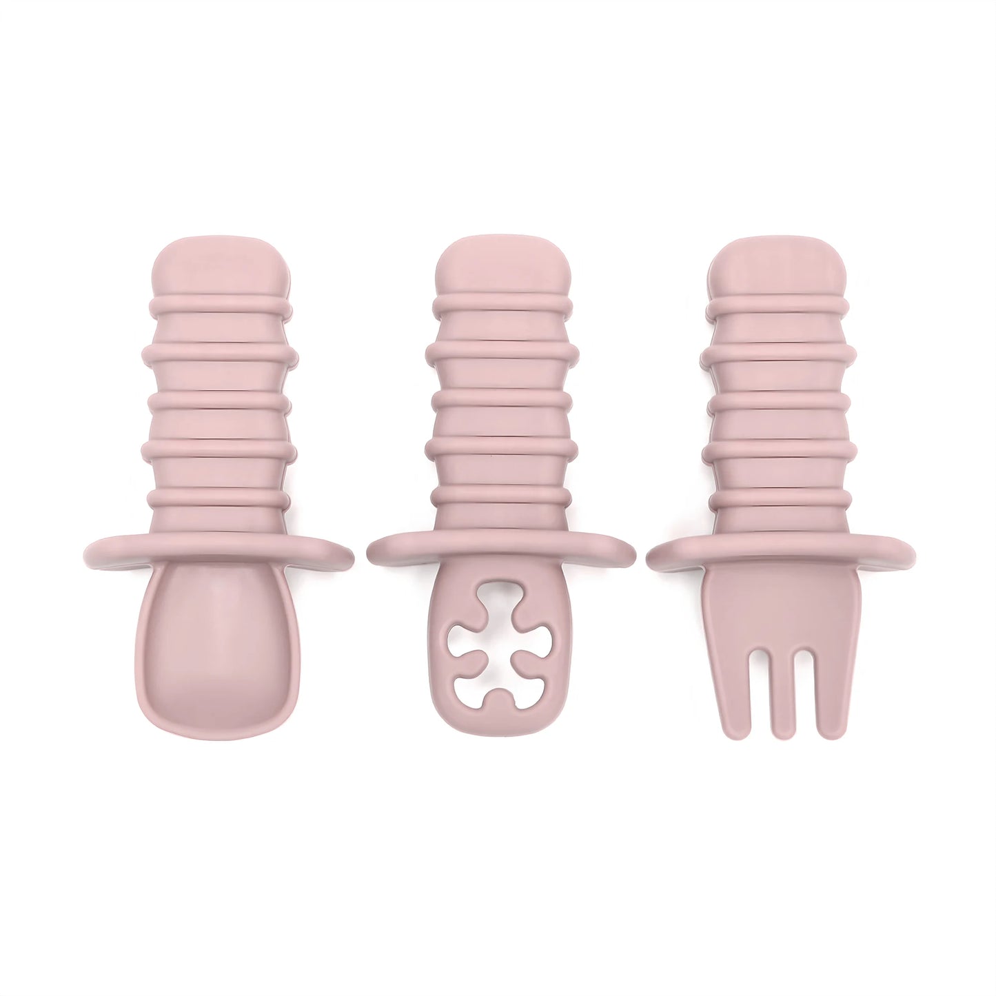 3-Piece Silicone Baby Spoon & Fork Feeding Set – Choking-Proof Self-Feeding Utensils
