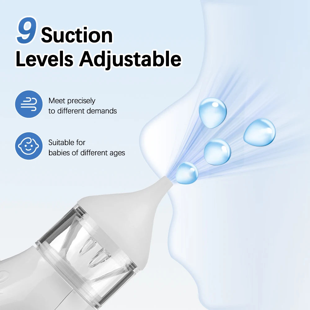 Electric Baby Nasal Aspirator – 9-Speed Gentle Nose Cleaner for Newborns & Infants