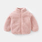 Kids Plush Winter Jacket – Warm Solid Color Zip-Up Coat for Toddlers