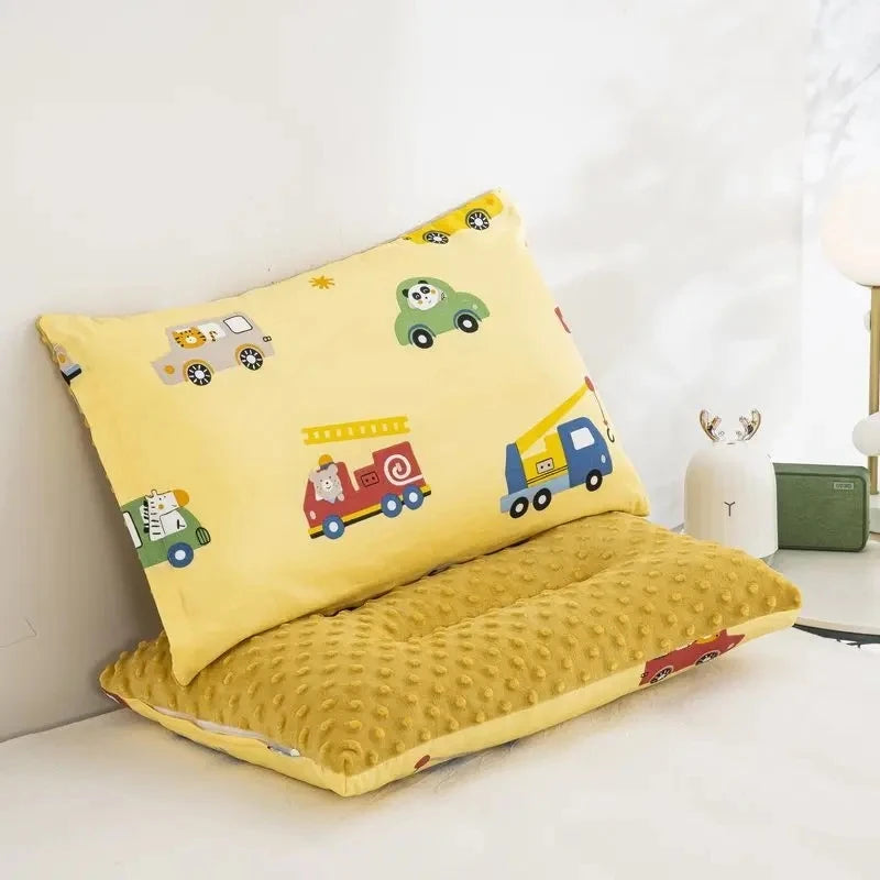 Cartoon Baby Pillow – Removable Washable Cotton Toddler Pillow with Zipper