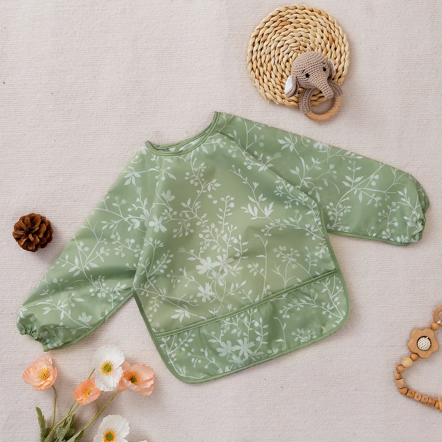 Elinfant Waterproof Long Sleeve Baby Bib – Easy Clean Feeding Smock for Toddlers