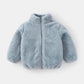 Kids Plush Winter Jacket – Warm Solid Color Zip-Up Coat for Toddlers