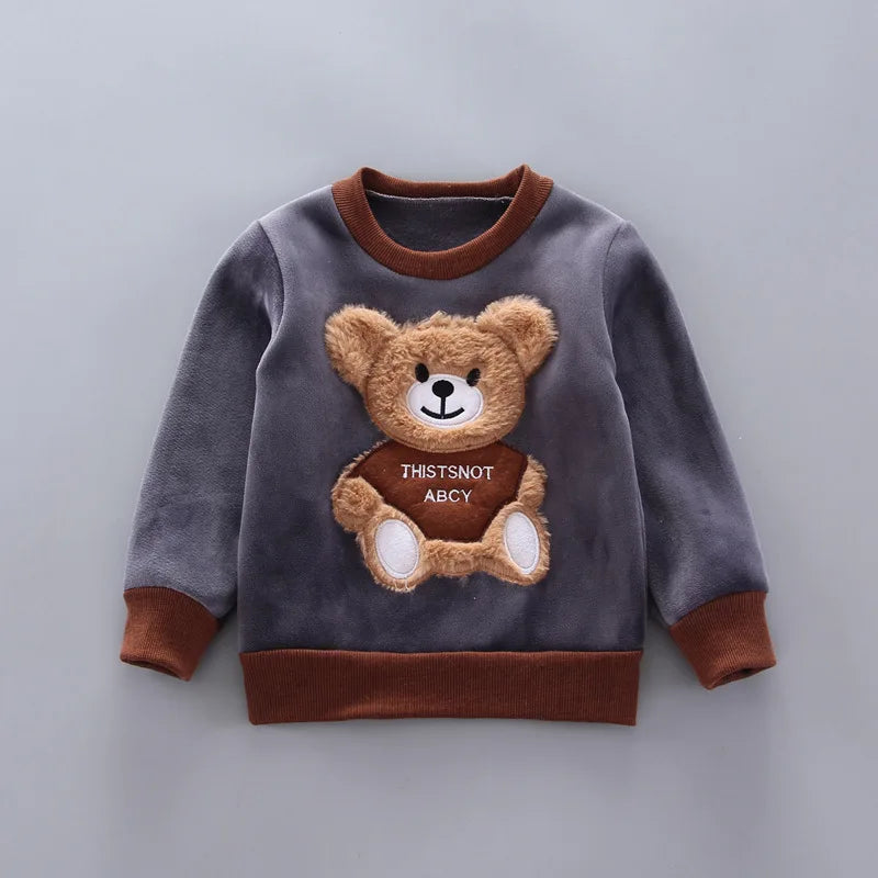 3-Piece Kids Winter Hooded Outfit Set – Warm Cartoon Jacket & Pants Set for Toddlers
