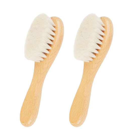 Baby Wool Brush & Wooden Comb Set – Soft Newborn Hair Brush for Gentle Scalp Care