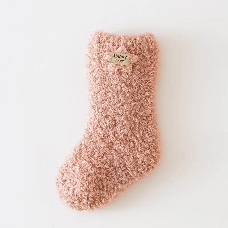 Thick Baby Plush Floor Socks – Warm Anti-Slip Winter Foot Warmers for Kids