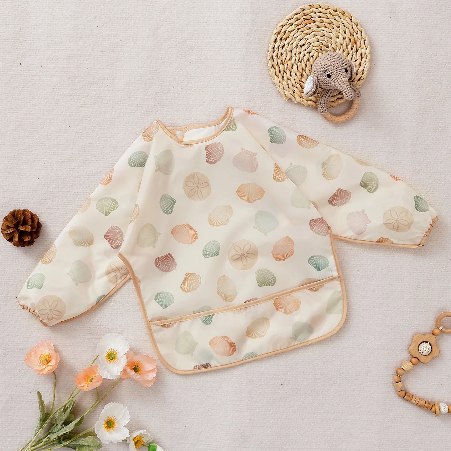 Elinfant Waterproof Long Sleeve Baby Bib – Easy Clean Feeding Smock for Toddlers