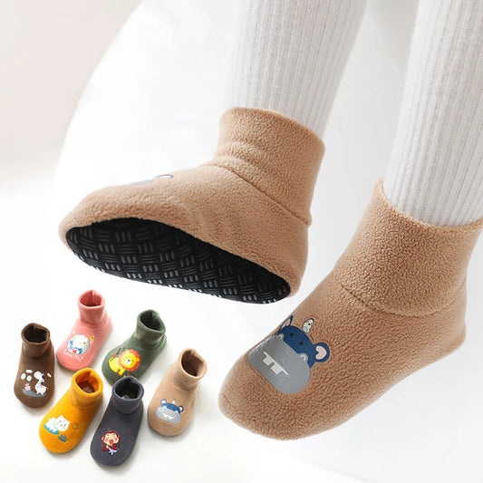 Baby Anti-Slip Plush Walking Shoes – Warm Fleece Indoor Sock Boots for Toddlers