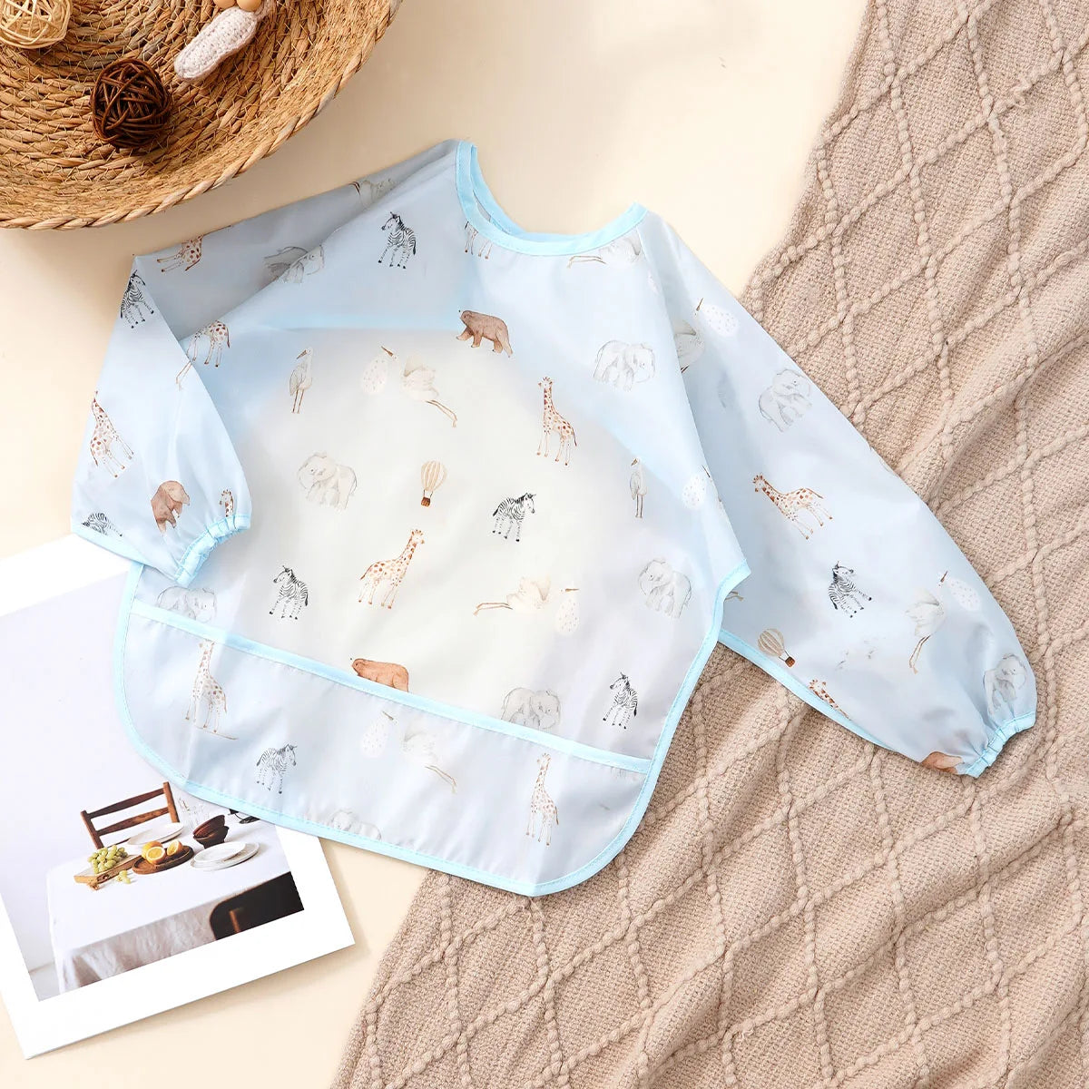 Elinfant Waterproof Long Sleeve Baby Bib – Easy Clean Feeding Smock for Toddlers
