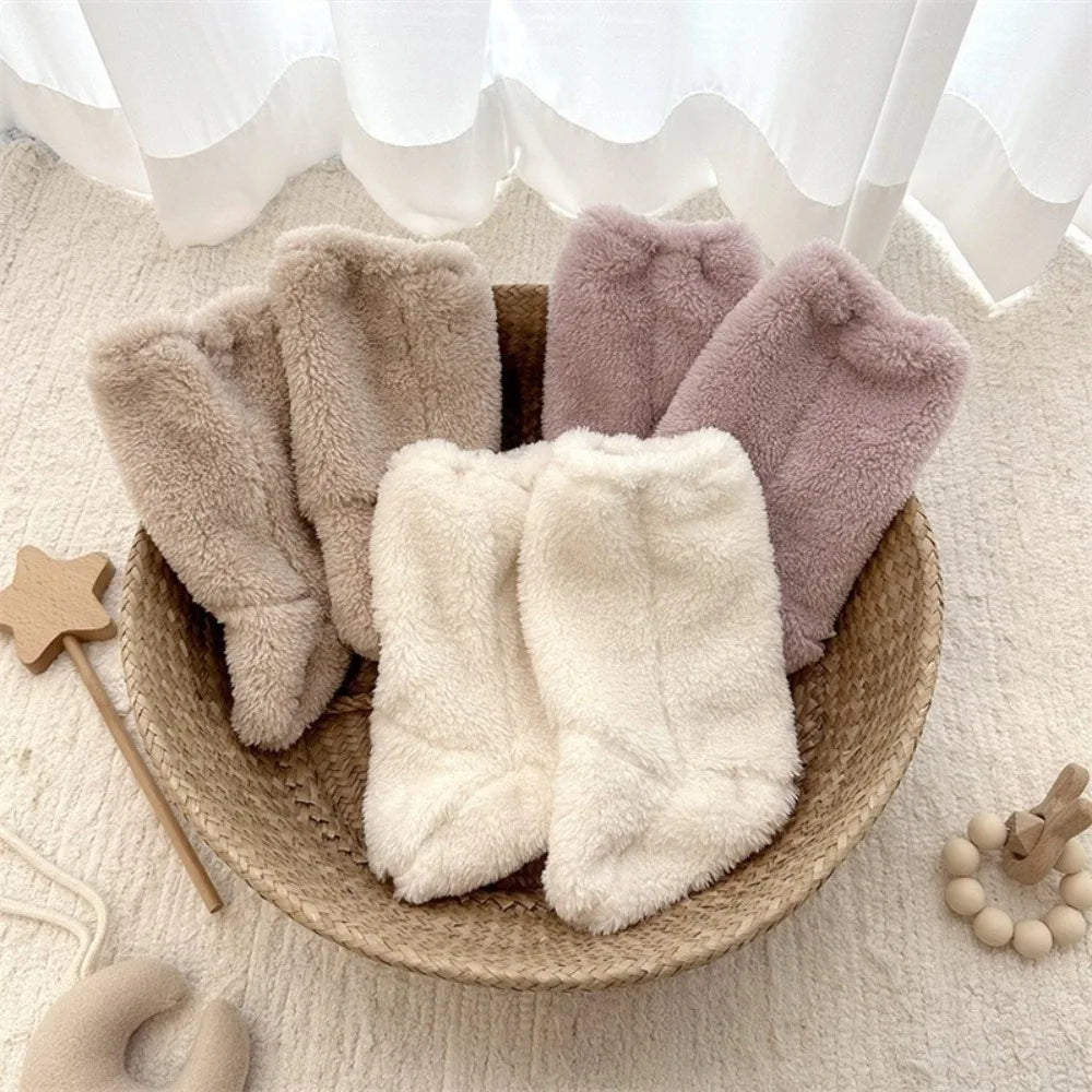 Thick Baby Plush Floor Socks – Warm Anti-Slip Winter Foot Warmers for Kids