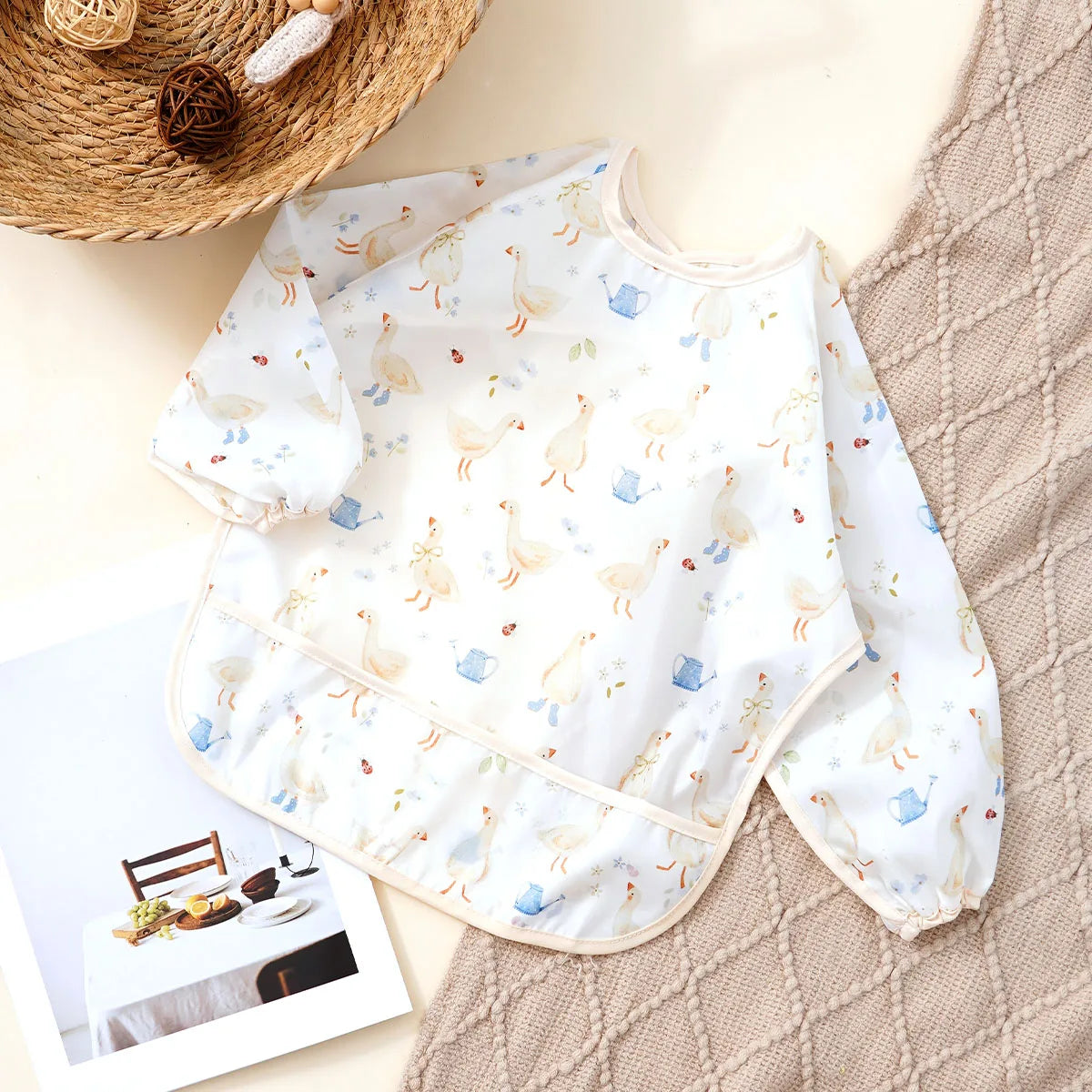 Elinfant Waterproof Long Sleeve Baby Bib – Easy Clean Feeding Smock for Toddlers