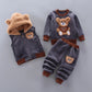 3-Piece Kids Winter Hooded Outfit Set – Warm Cartoon Jacket & Pants Set for Toddlers