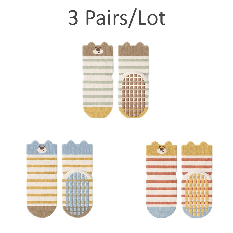 3/5-Pack Toddler Non-Slip Floor Socks – Soft Cartoon Cotton Indoor Socks for Kids