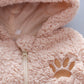 Winter Baby Bear Hooded Jumpsuit – Thick Warm Fleece Romper for Baby Girls