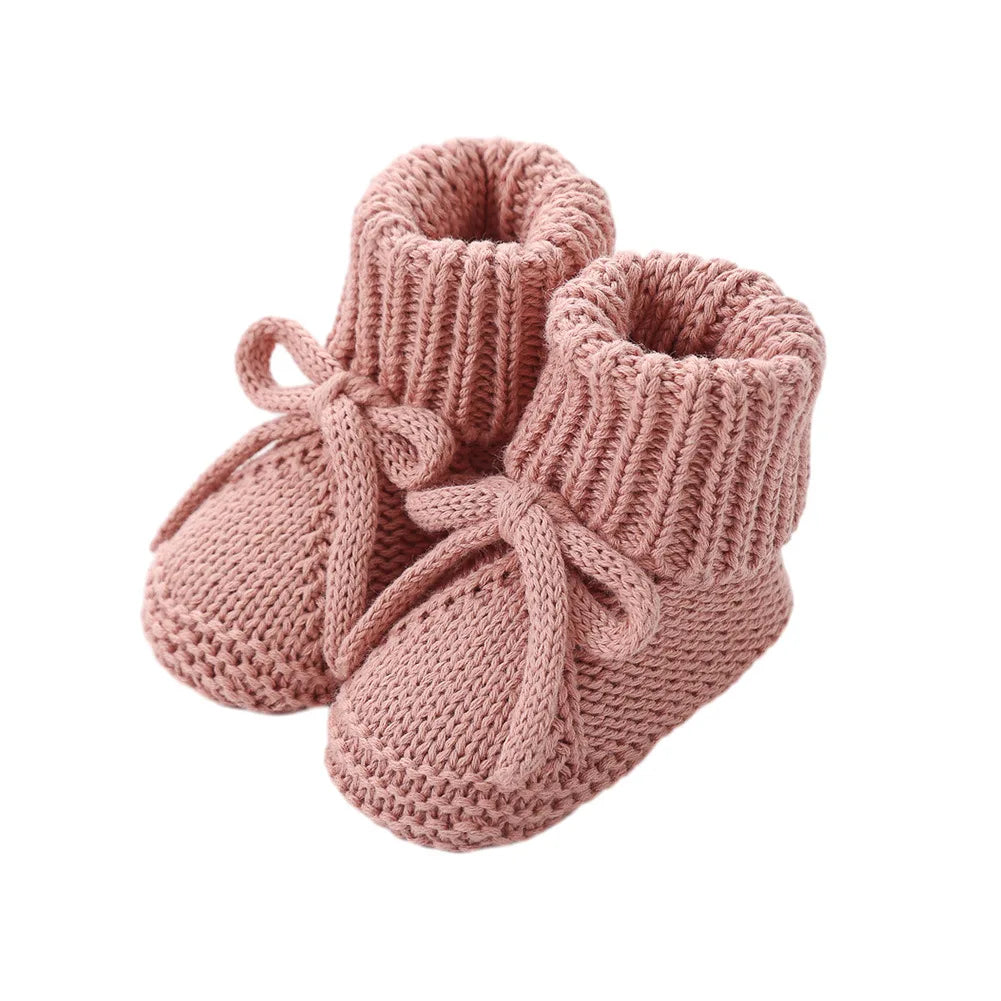 Adorable Baby Bow Knit Sock Shoes – Soft Cotton Crawling Shoes for 0–12 Months