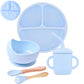 5-Piece Silicone Baby Tableware Set – Suction Plate, Bowl, Spoon & Fork Feeding Set
