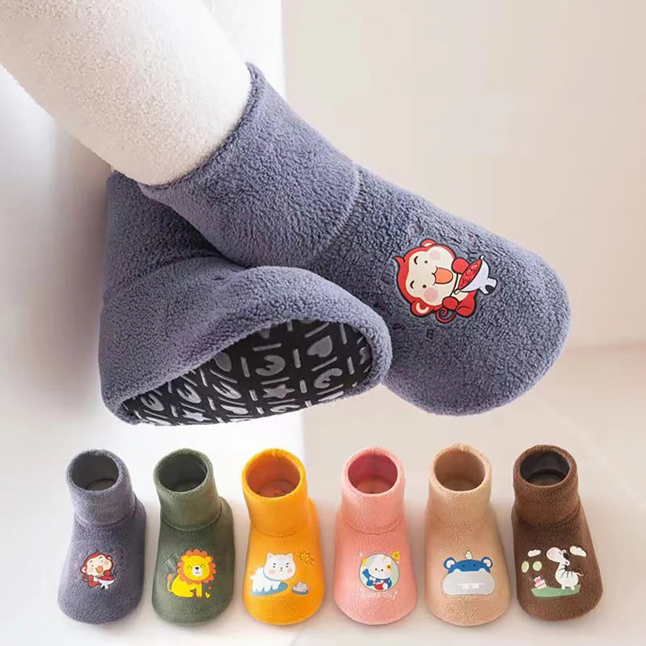 Baby Anti-Slip Plush Walking Shoes – Warm Fleece Indoor Sock Boots for Toddlers