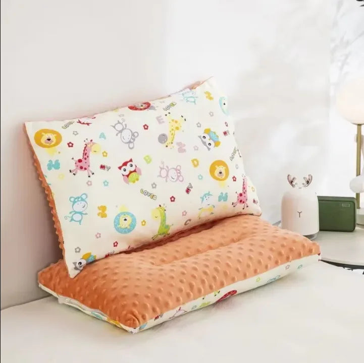 Cartoon Baby Pillow – Removable Washable Cotton Toddler Pillow with Zipper