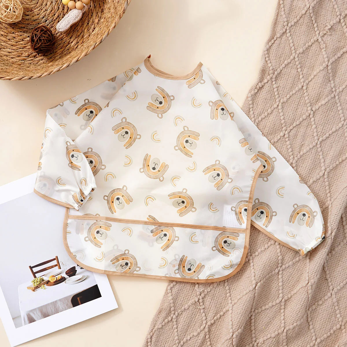 Elinfant Waterproof Long Sleeve Baby Bib – Easy Clean Feeding Smock for Toddlers