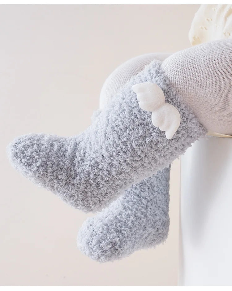 Thick Baby Plush Floor Socks – Warm Anti-Slip Winter Foot Warmers for Kids