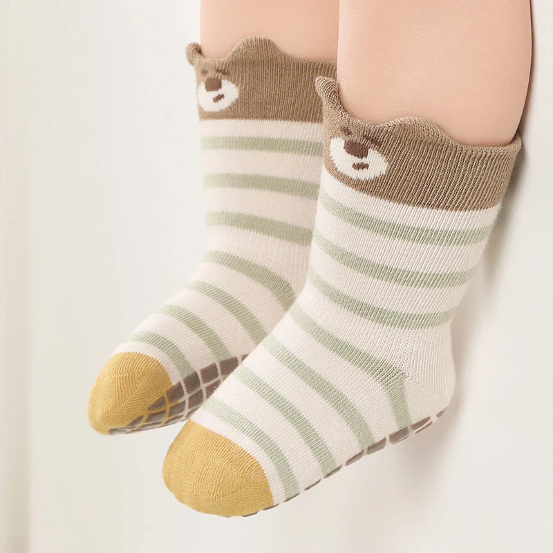 3/5-Pack Toddler Non-Slip Floor Socks – Soft Cartoon Cotton Indoor Socks for Kids