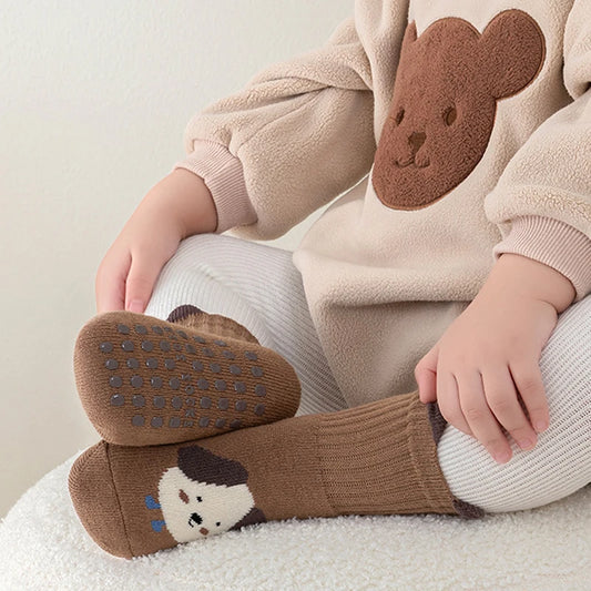 6-Pack Baby Non-Slip Animal Socks – Thick Soft Learning Socks for Toddlers
