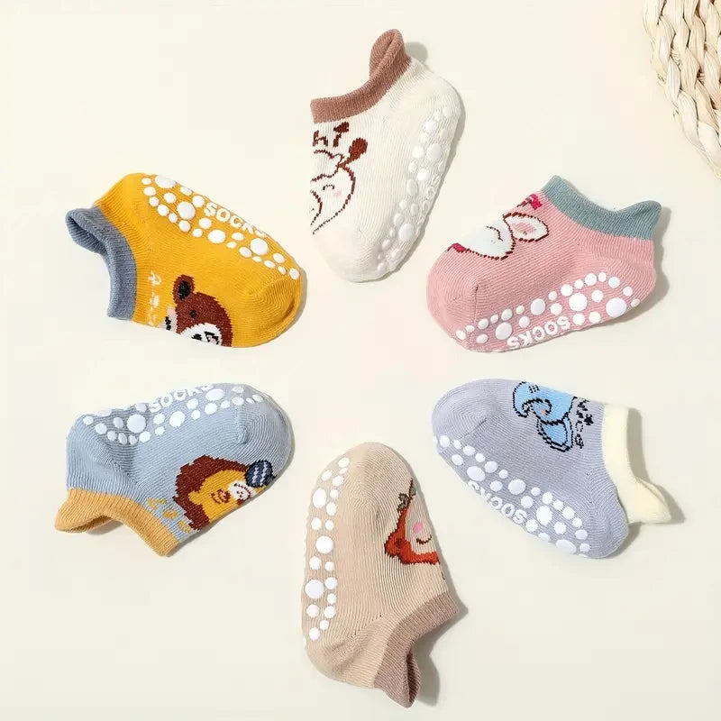 6-Pack Baby Anti-Slip Cartoon Socks – Breathable Floor Socks for Toddlers