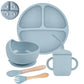 5-Piece Silicone Baby Tableware Set – Suction Plate, Bowl, Spoon & Fork Feeding Set