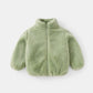 Kids Plush Winter Jacket – Warm Solid Color Zip-Up Coat for Toddlers